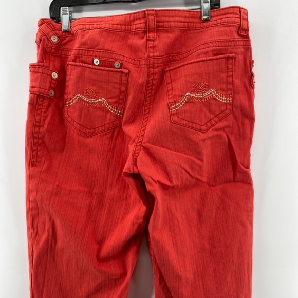 MXM Shorts Women's Size 14 Orange Jean Full Button Zip Up Front Rear Pockets - Picture 9 of 12